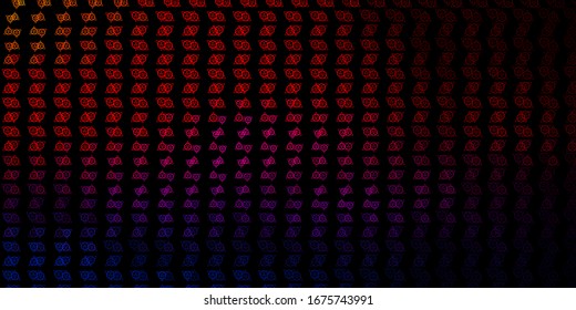 Dark Blue, Red vector backdrop with mystery symbols. Retro design in abstract style with witchcraft forms. Background for esoteric, mystic designs.