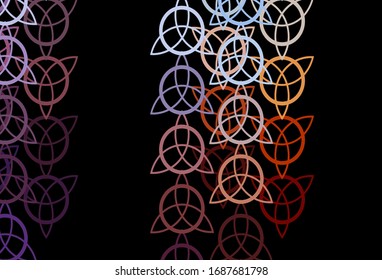 Dark Blue, Red vector backdrop with mystery symbols. Retro design in abstract style with witchcraft forms. Simple base for your occult design.