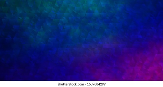 Dark Blue, Red vector backdrop with lines, triangles. Illustration with colorful gradient triangles. Best design for posters, banners.