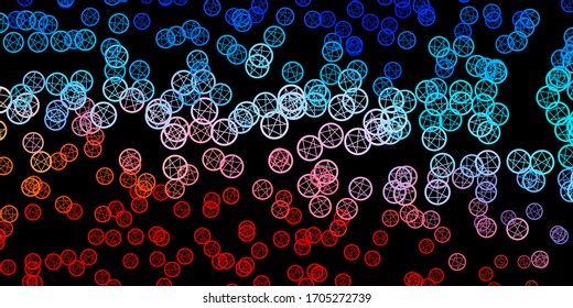 Dark Blue, Red vector backdrop with mystery symbols. Colorful vintage illustration with gradient alchemy shapes. Design for magic, spiritual events.