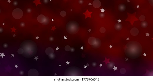 Azul oscuro, fondo vectorial rojo con círculos, estrellas. Ilustración colorida con puntos degradados, estrellas. Plantilla para tarjetas de visita, sitios web.