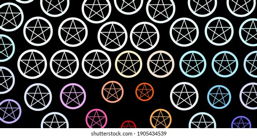 Dark Blue, Red vector backdrop with mystery symbols. Illustration with magical signs of spiritual power. Design for magic, spiritual events.