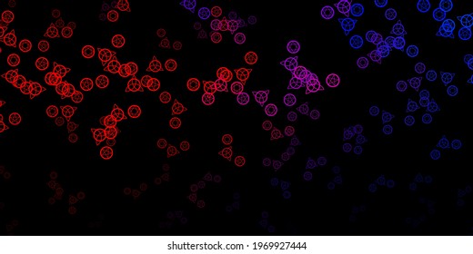 Dark Blue, Red vector backdrop with mystery symbols. Abstract illustration with gothic gradient shapes. Simple design for occult depiction.