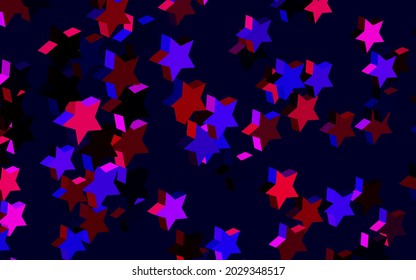 Dark Blue, Red vector backdrop with small and big stars. Shining colored illustration with stars. Pattern for astronomy websites.