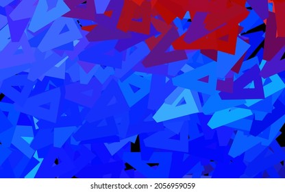 Dark Blue, Red vector backdrop with lines, triangles. Glitter abstract illustration with triangular shapes. Modern template for landing page.