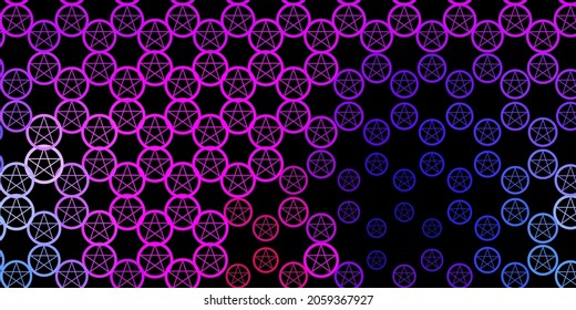Dark Blue, Red vector backdrop with mystery symbols. Illustration with magical signs of spiritual power. Background for esoteric, mystic designs.