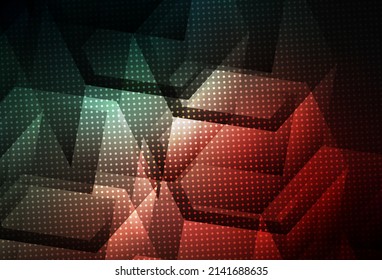 Azul oscuro, fondo vectorial rojo con hexágonos. Hexagones coloridos sobre fondo borroso. Patrón para tu anuncio, folletos.