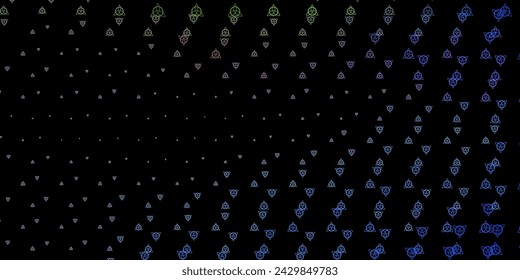 Dark Blue, Red vector backdrop with mystery symbols. Abstract illustration with gothic gradient shapes. Design for magic, spiritual events.