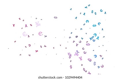 Dark Blue, Red vector background with Euro, Dollar, Yen. Blurred design in with symbols of EUR, USD, JPY. The pattern can be used for financial, investment websites.
