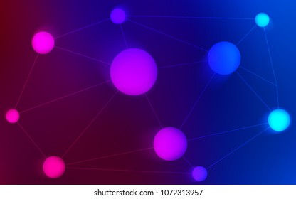 Dark Blue, Red vector background with dots and lines. Illustration with set of colorful abstract circles and lines. Pattern can be used as texture of wallpapers.