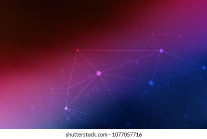 Dark Blue, Red vector background with bubbles, lines. Design with connection of dots and lines on colorful background. New design for ad, poster, banner of your website.