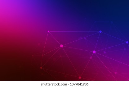 Dark Blue, Red vector background with dots and lines. Modern abstract colorful illustration with spheres and lines. Pattern can be used as texture of wallpapers.