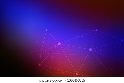 Dark Blue, Red vector background with bubbles, lines. Abstract illustration with colorful discs and triangles. Pattern can be used as texture of wallpapers.