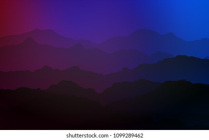 Dark Blue, Red vector background with curved circles. Geometric illustration in mountain style with gradient.  Mountain design for your web site.