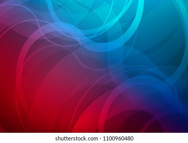 Dark Blue, Red vector background with curved circles. An elegant bright illustration with gradient. A completely new template for your business design.