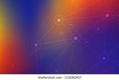 Dark Blue, Red vector background with dots and lines. Colorful illustration with circles and lines in futuristic style. Pattern can be used as texture of wallpapers.