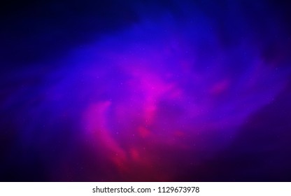 Dark Blue, Red vector background with galaxy stars. Shining illustration with sky stars on abstract template. Pattern for futuristic ad, booklets.