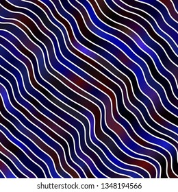 Dark Blue, Red vector background with bent lines. Bright illustration with gradient circular arcs. Pattern for booklets, leaflets.