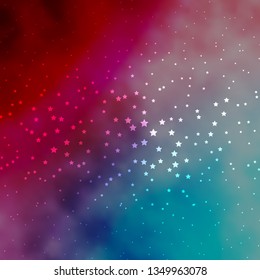 Dark Blue, Red vector background with small and big stars. Shining colorful illustration with small and big stars. Best design for your ad, poster, banner.