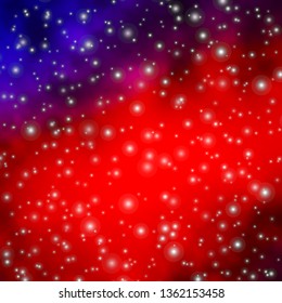 Dark Blue, Red vector background with small and big stars. Decorative illustration with stars on abstract template. Design for your business promotion.