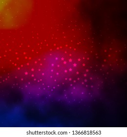 Dark Blue, Red vector background with colorful stars. Colorful illustration in abstract style with gradient stars. Design for your business promotion.