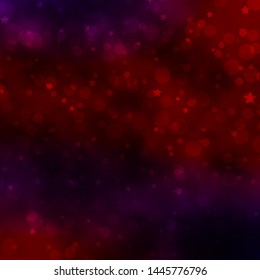 Dark Blue, Red vector background with circles, stars. Abstract illustration with colorful shapes of circles, stars. Pattern for design of fabric, wallpapers.