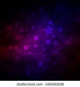 Dark Blue, Red vector background with circles, stars. Colorful illustration with gradient dots, stars. Design for textile, fabric, wallpapers.