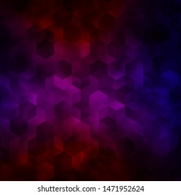 Dark Blue, Red vector background with hexagons. Illustration of colored hexagons on blur surface. Pattern for texture of wallpapers.