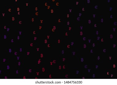 Dark Blue, Red vector background with financial symbols. Modern abstract illustration with symbols of digital money. Pattern for trader ads, booklets, leaflets.