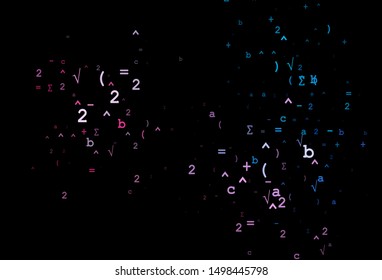 Dark Blue, Red vector background with Digit symbols. Blurred design in simple style with collection of numerals. Pattern for ads, booklets, leaflets of education.