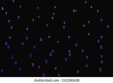 Dark Blue, Red vector background with signs of currency. Colored symbols of currency on white background. Design for ad, poster, banner of money making.