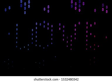 Dark Blue, Red vector background with dollar, USD, usa. Illustration with dollar, USD, usa signs on white template. Template for ads of markets, loans.