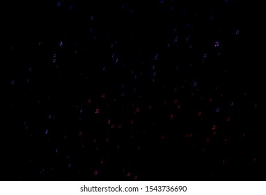 Dark Blue, Red vector background with music symbols. Decorative design in abstract style with music shapes. Pattern for websites of musitians.
