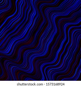 Dark Blue, Red vector background with curves. Abstract illustration with bandy gradient lines. Best design for your ad, poster, banner.