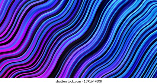 Dark Blue, Red vector background with bent lines. Abstract illustration with bandy gradient lines. Pattern for websites, landing pages.