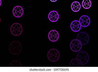 Dark Blue, Red vector background with occult symbols. Retro design in abstract style with witchcraft forms. Best design halloween events.