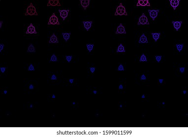Dark Blue, Red vector background with occult symbols. Colorful mystic symbols with a gradient in ancient style. Simple design for occult depiction.