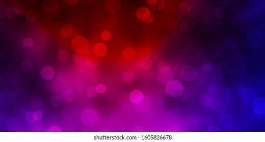 Dark Blue, Red vector background with spots. Abstract colorful disks on simple gradient background. Design for your commercials.
