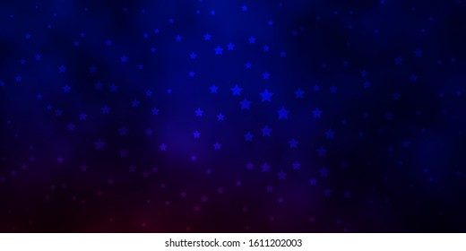 Dark Blue, Red vector background with colorful stars. Decorative illustration with stars on abstract template. Best design for your ad, poster, banner.