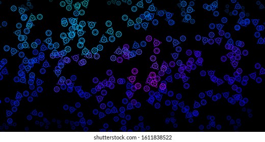 Dark Blue, Red vector background with occult symbols. Abstract illustration with gothic gradient shapes. Design for magic, spiritual events.