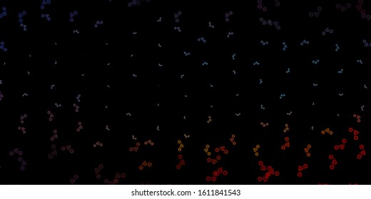 Dark Blue, Red vector background with occult symbols. Retro design in abstract style with witchcraft forms. Design for magic, spiritual events.