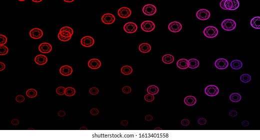 Dark Blue, Red vector background with occult symbols. Illustration with magical signs of spiritual power. Simple base for your occult design.