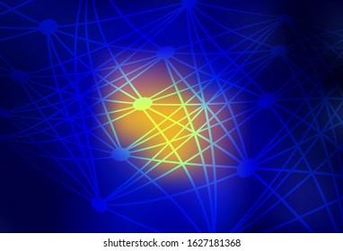 Dark Blue, Red vector background with forms of artificial intelligence. Abstract illustration with links and dots of AI. Smart design for promotion of bid data.
