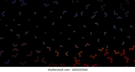 Dark Blue, Red vector background with occult symbols. Illustration with magical signs of spiritual power. Simple design for occult depiction.