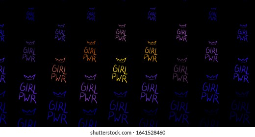 Dark Blue, Red vector background with woman symbols. Illustration with signs of women's strength and power. Background for International Women’s Day.