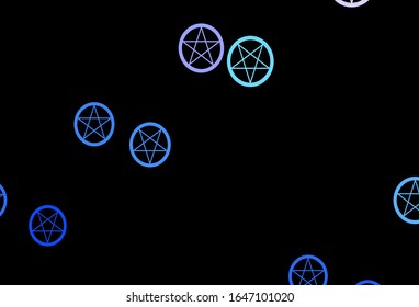 Dark Blue, Red vector background with occult symbols. Abstract illustration with gothic gradient shapes. Design for magic, spiritual events.