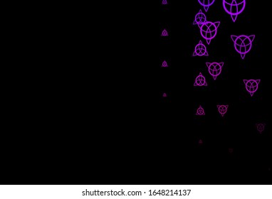 Dark Blue, Red vector background with occult symbols. Colorful mystic symbols with a gradient in ancient style. Simple design for occult depiction.