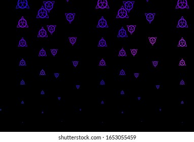Dark Blue, Red vector background with occult symbols. Retro design in abstract style with witchcraft forms. Best design halloween events.