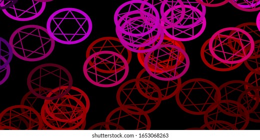 Dark Blue, Red vector background with occult symbols. Retro design in abstract style with witchcraft forms. Simple design for occult depiction.