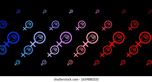 Dark Blue, Red vector background with woman symbols. Simple design in abstract style with women’s rights activism. Elegant design for wallpapers.